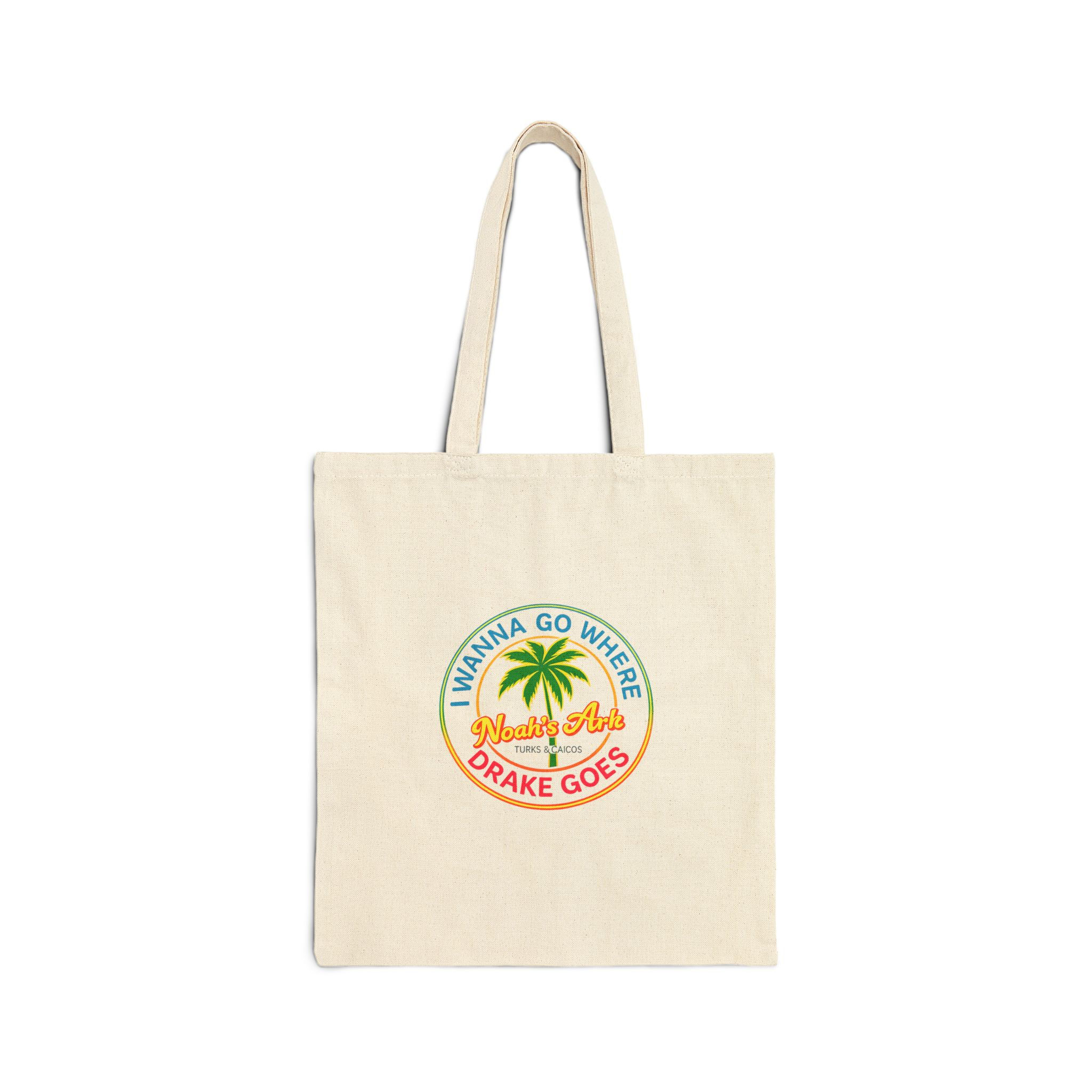 NOAH'S ARK "I WANNA GO WHERE DRAKE GOES" TEAL TOTE BAG