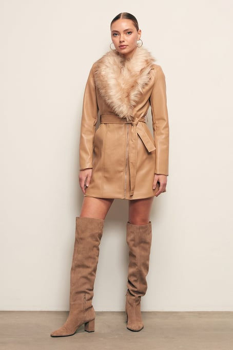 Küçük resim: Kürk Detaylı Deri Ceket