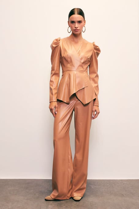 Küçük resim: Kruvaze Deri Bluz