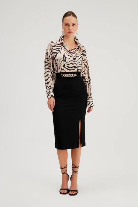 Küçük resim: Zincir Detaylı Kalem Etek