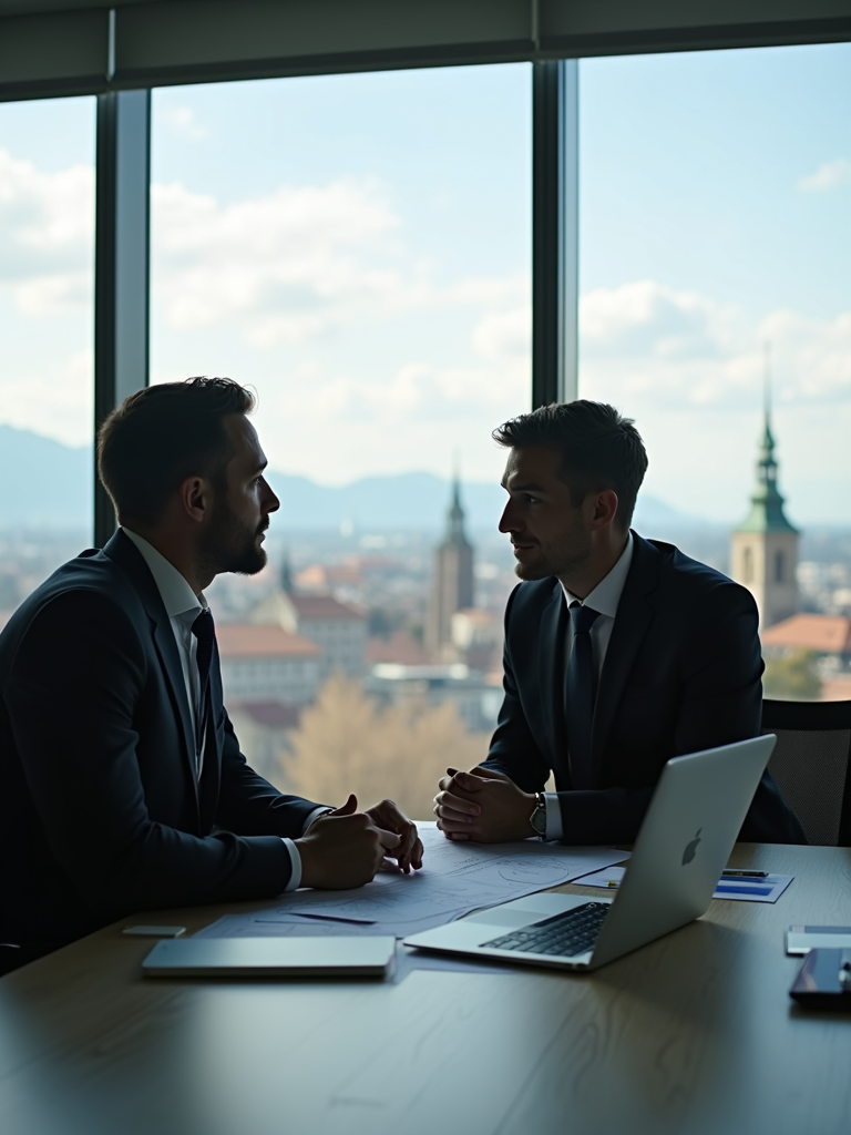 Professional consultation in a modern office setting, showing collaboration and successful