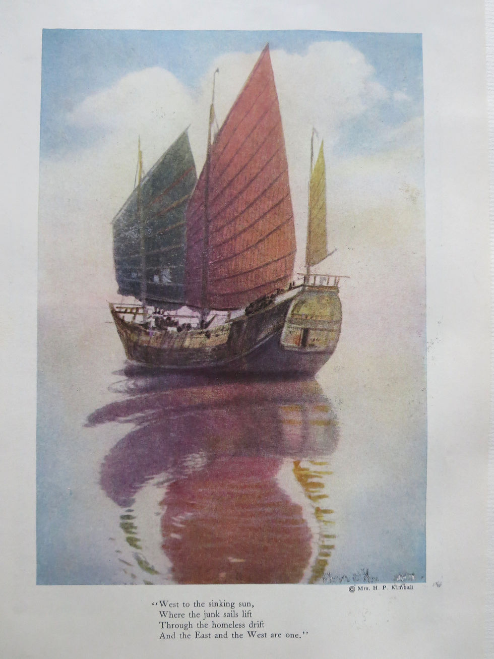 Several of her photographs were published in the National Geographic Magazine between 1917 to 1927, Her colorized image of a Hong Kong junk was published in November 1920
