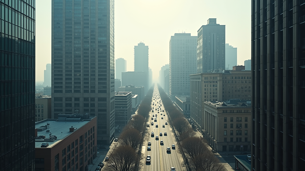 High angle view of a business district in New Jersey with office buildings