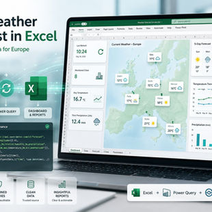 Live European weather forecast dashboard in Excel using Power Query and the Open-Meteo API.