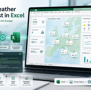 Live European weather forecast dashboard in Excel using Power Query and the Open-Meteo API.