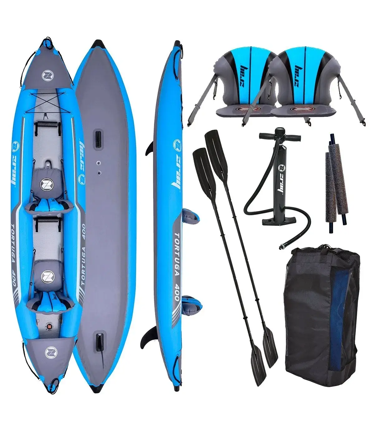 ZRAY Tortuga Inflatable One or Two Person Kayak with Drop Stitch Floor
