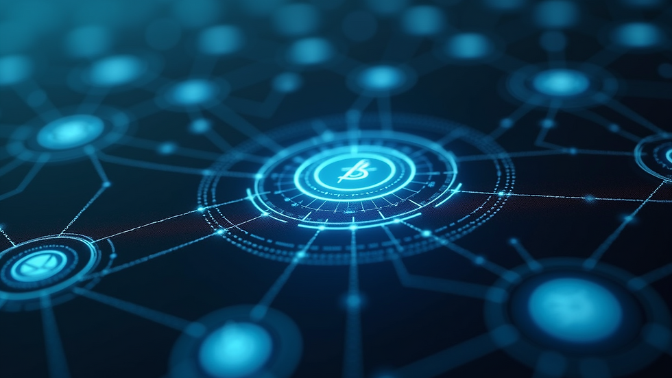 Close-up view of a blockchain network diagram
