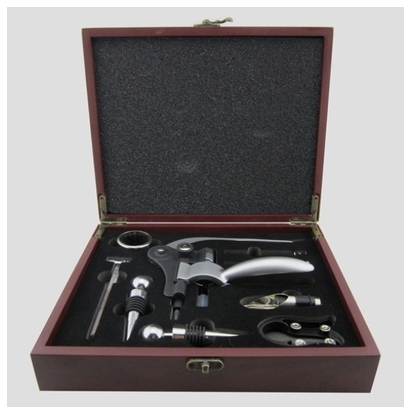 9-Piece Wine Opener Set in Wooden Gift Box