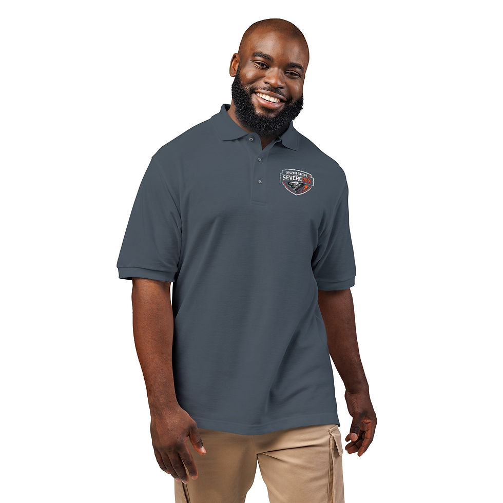 Thumbnail: Embroidered Shield Polo — Classic Black Work & Team Shirt