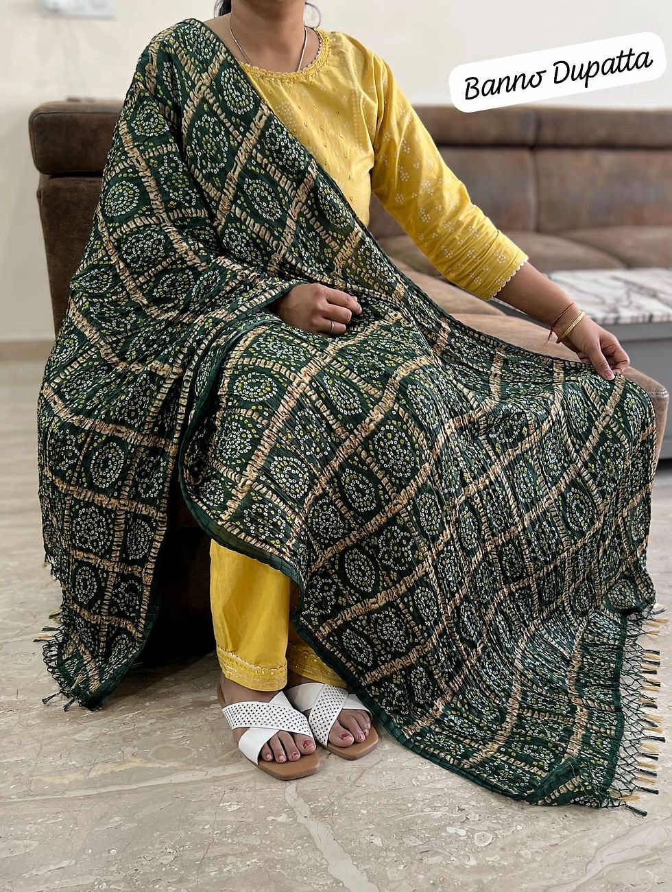 Thumbnail: Silk Leheriya Bandhej Dupatta