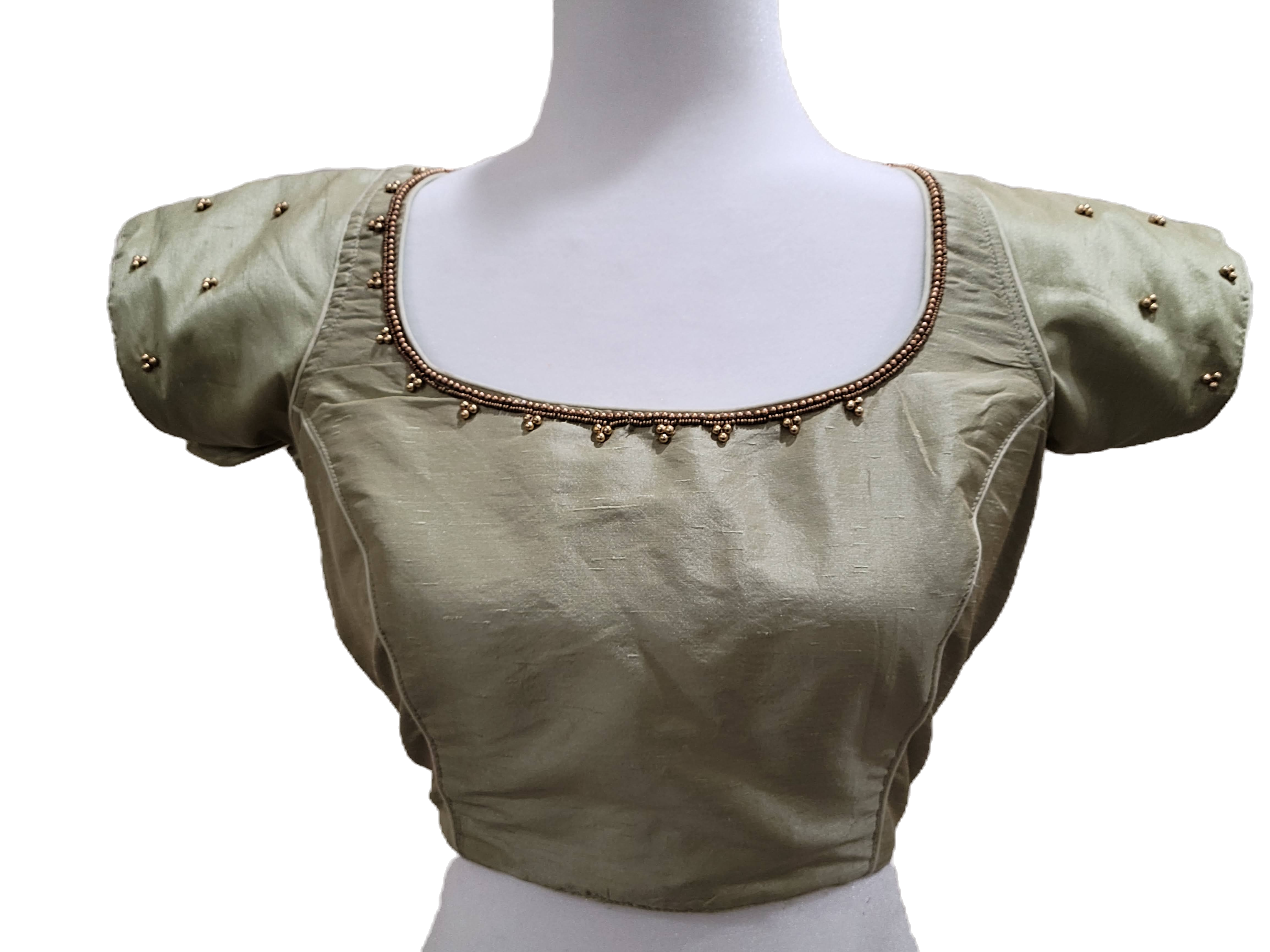 A Lovely Light Green Handwork Designer Blouse Blouse