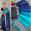 Thumbnail: Baby blue to slate blue dual shade saree