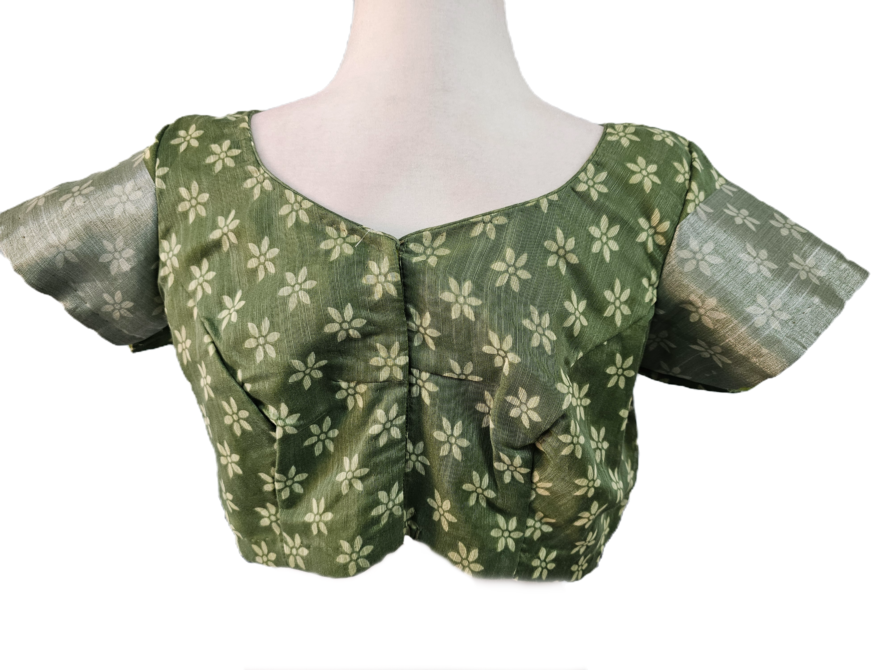 Front of Green blouse with Floral Pattern