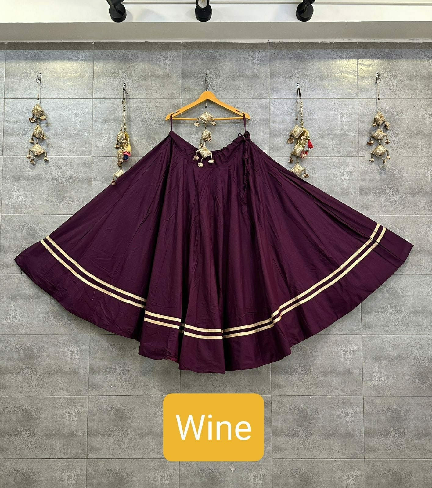 Wine Rayon Chaniya Skirt
