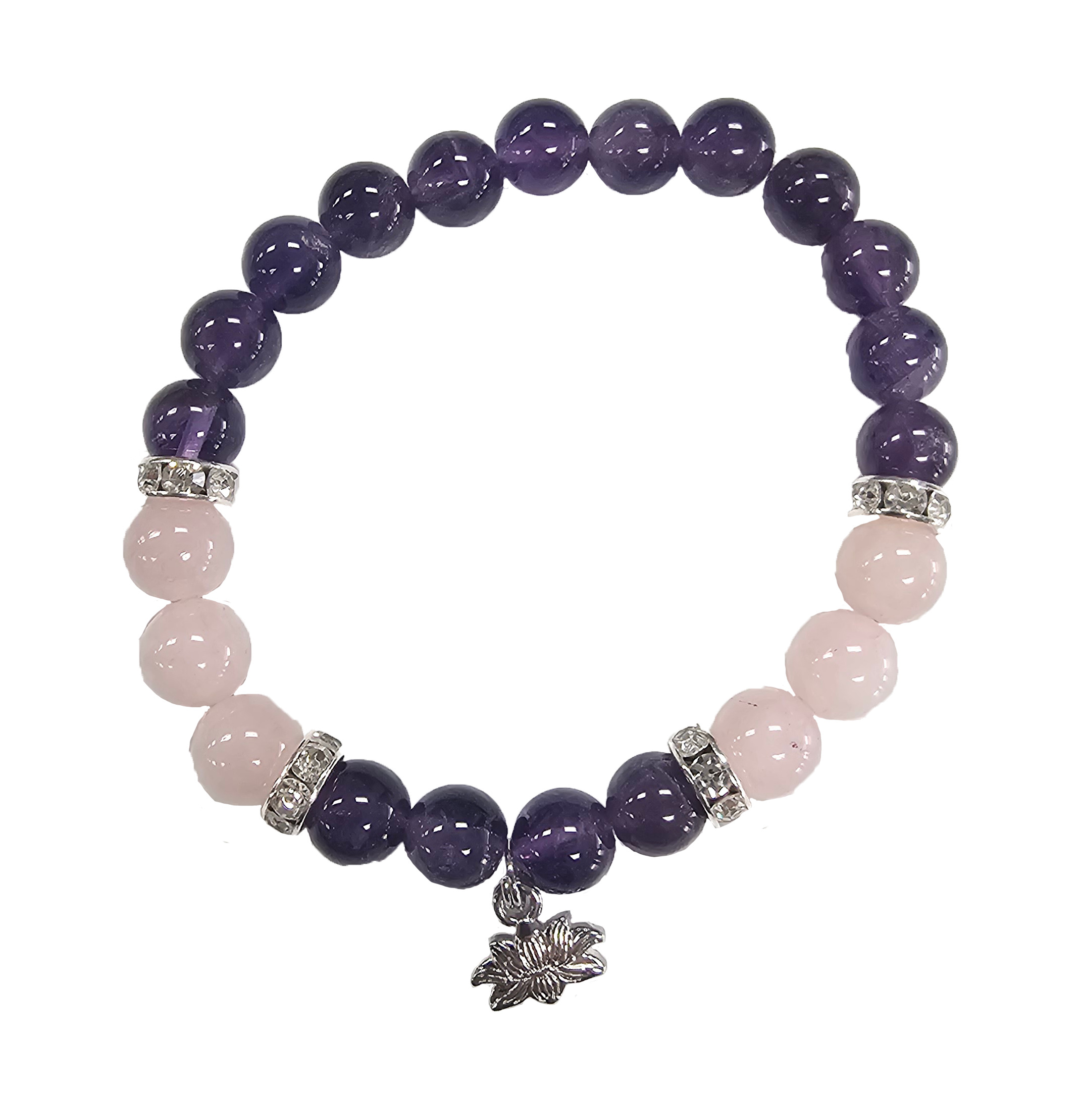 Amethyst Rose Quartz Natural Gem Stone Bracelets