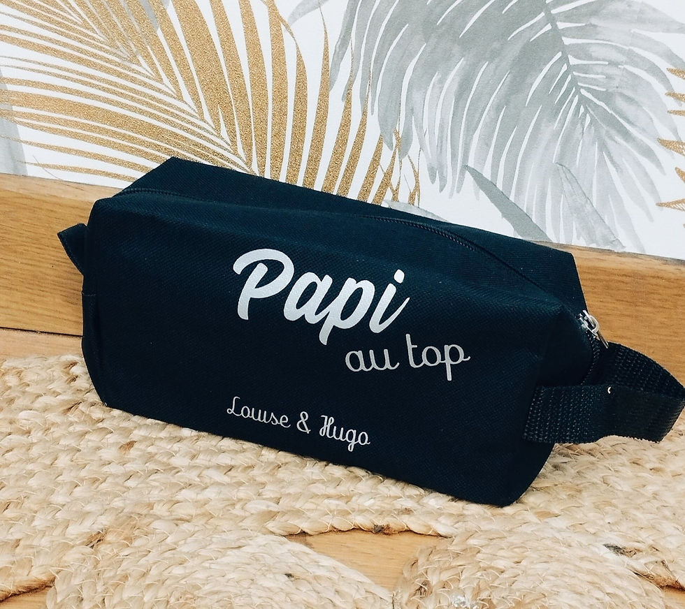 Trousse de toilette Super papi avec prénoms petits-enfants