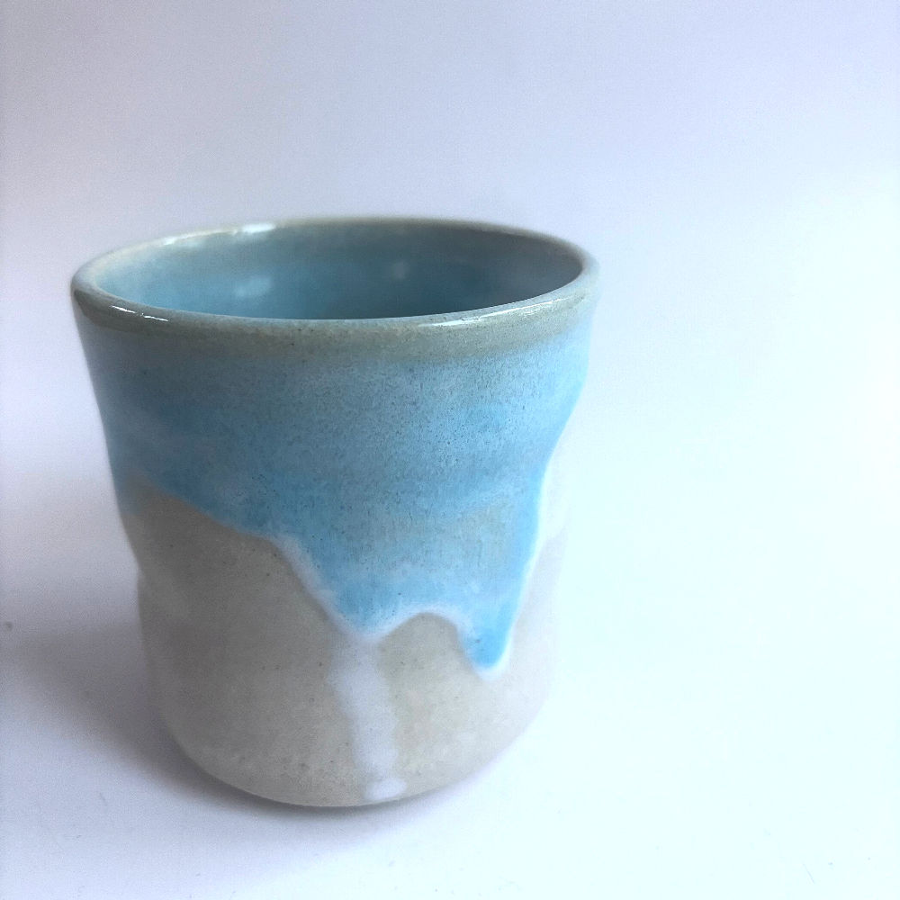 Stoneware Swirl Yunomi Tumbler - Sky and Water 8oz #001
