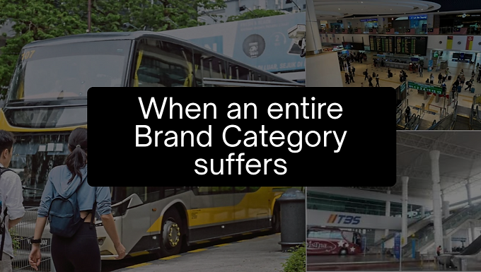 A title "When an entire Brand Category suffers" sits on the backdrop of a bus and a bus terminal