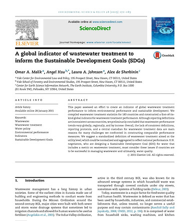COVER -- A global indicator of wastewater treatment to inform the Sustainable Development 