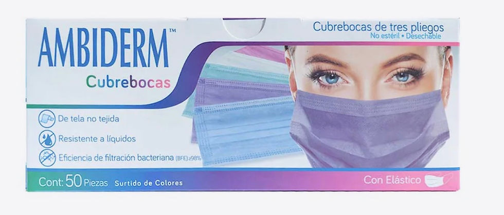 Miniatura: Cubrebocas 3 pliegos Con 50 pzas