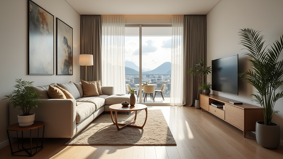 Eye-level view of a beautifully organised living space