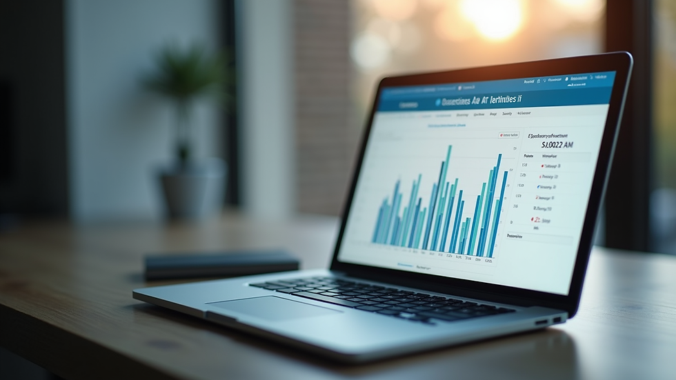 Eye-level view of a laptop screen showing social media analytics