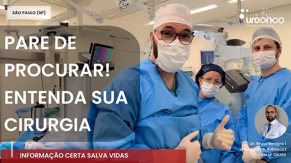 "Cirurgião urologista focado operando através do console do robô Da Vinci em sala escura."