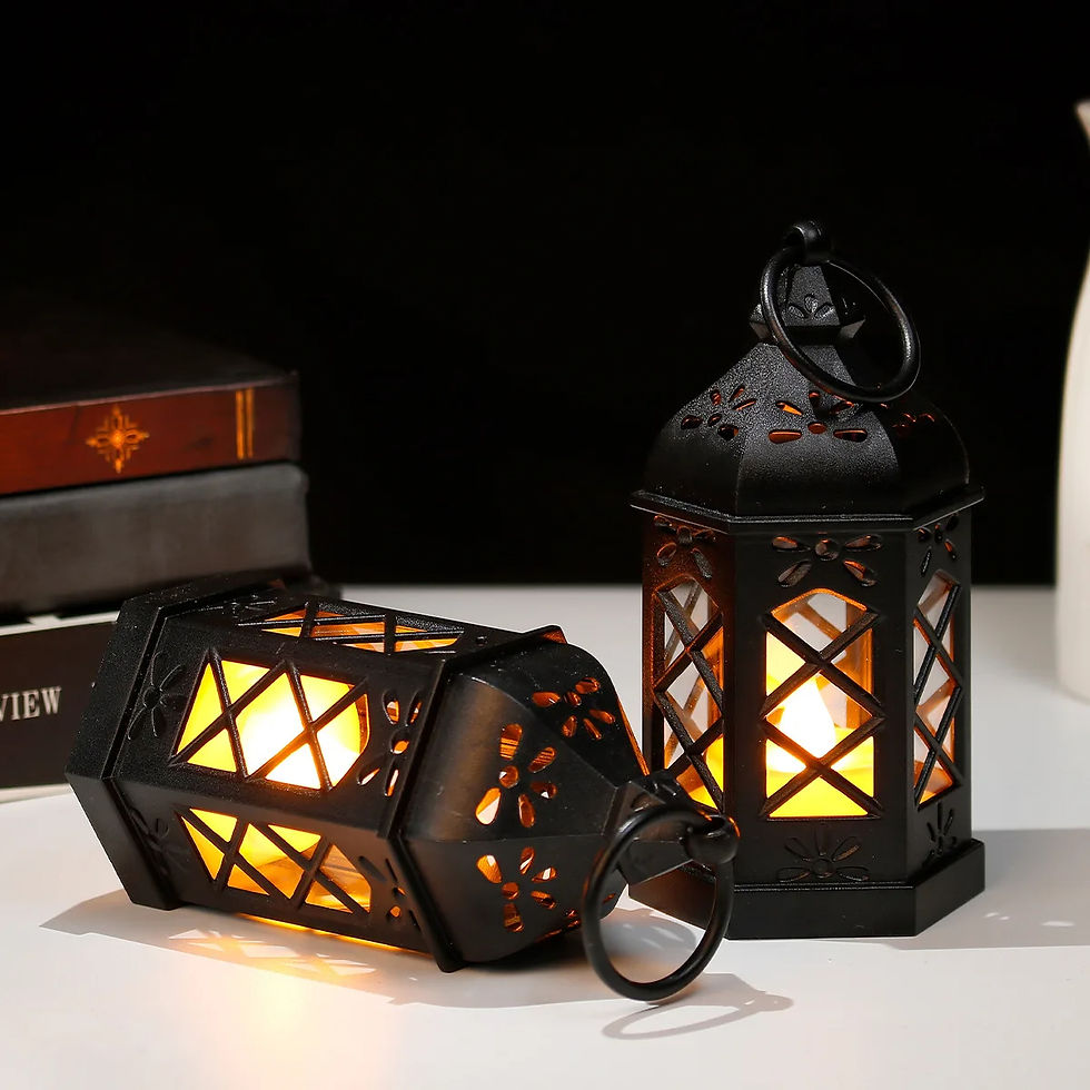 Miniatura: Lamparina vento retro de mesa decorativa portátil, hexagonal, lâmpada vela led 