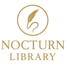 Nocturn Library logo – elegant gold serif typography with quill symbol, representing dark erotic fiction for women and taboo