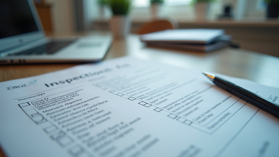 High angle view of a safety inspection checklist on a table