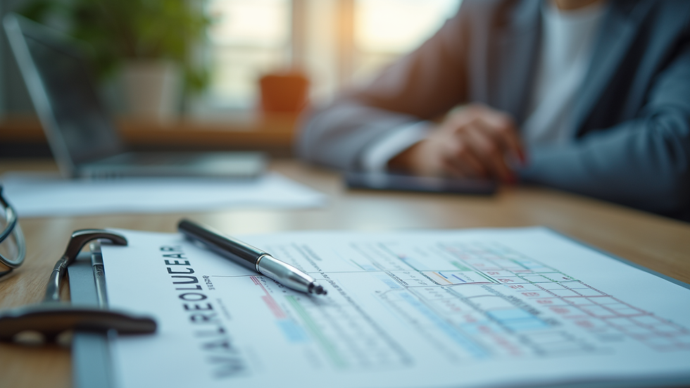 Close-up view of a checklist and safety equipment on a desk