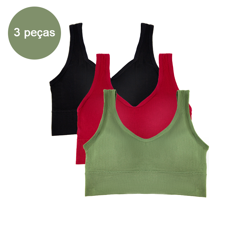 Miniatura: 3 Peças, Sutiã esportivo feminino,roupa de academia femininas，Roupas íntimas fem