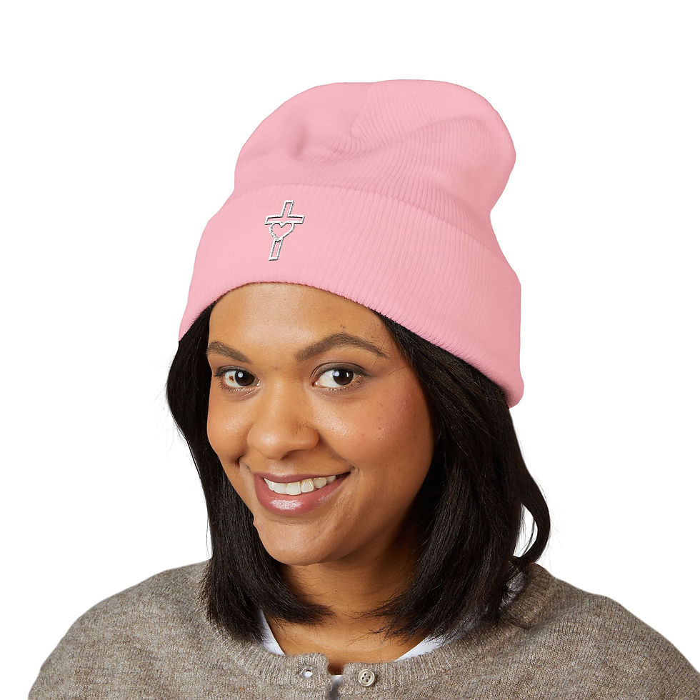 Thumbnail: Copy of Heart Cross Embroidered Cuffed Beanie
