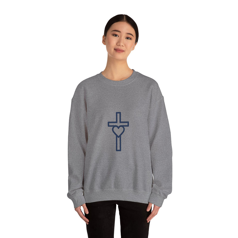 Thumbnail: Heart Cross Sweatshirt — Christ-Focused Crewneck for Believers