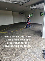 loose flakes must be cleaned to ensure the polyaspartic clear topcoat can bond properly