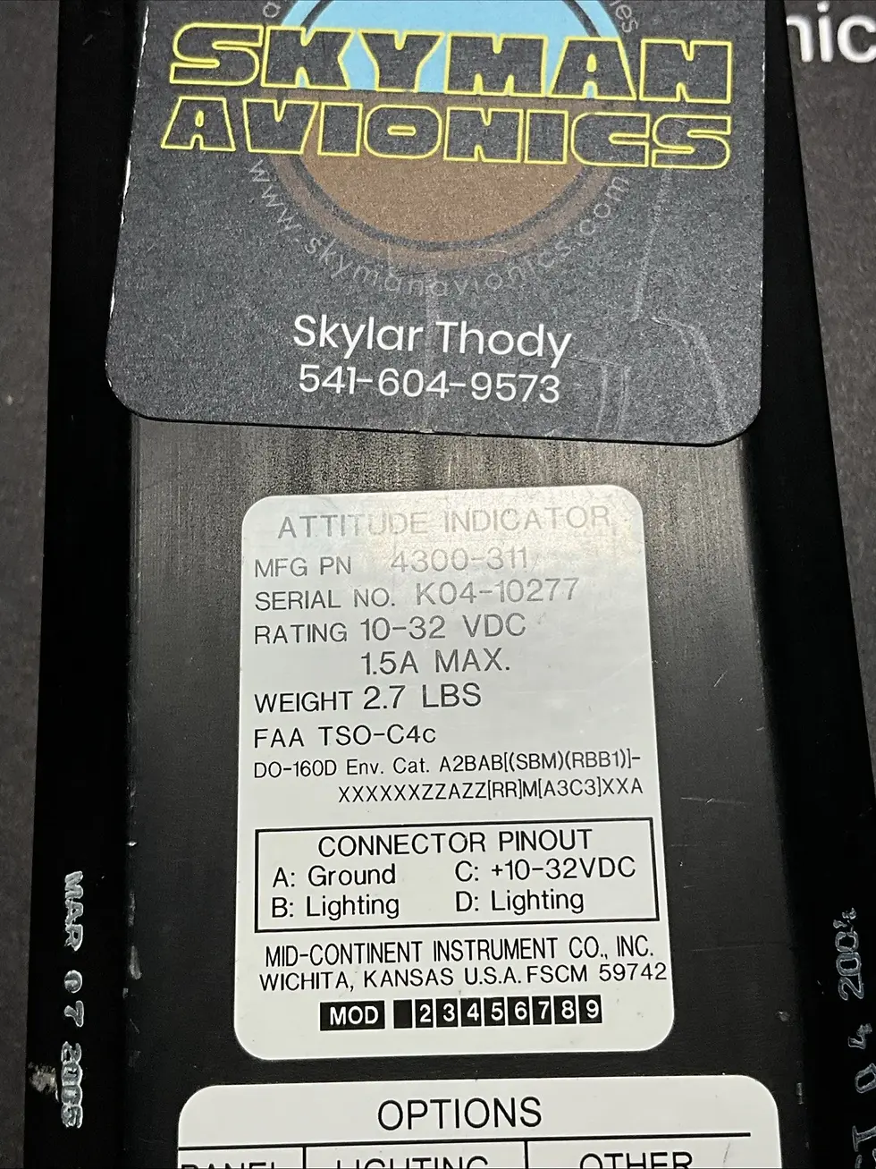 Thumbnail: Mid Continent 10-32V Attitude Indicator 4300-311