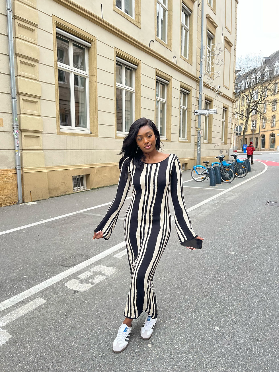 Thumbnail: Striped bell sleeve dress