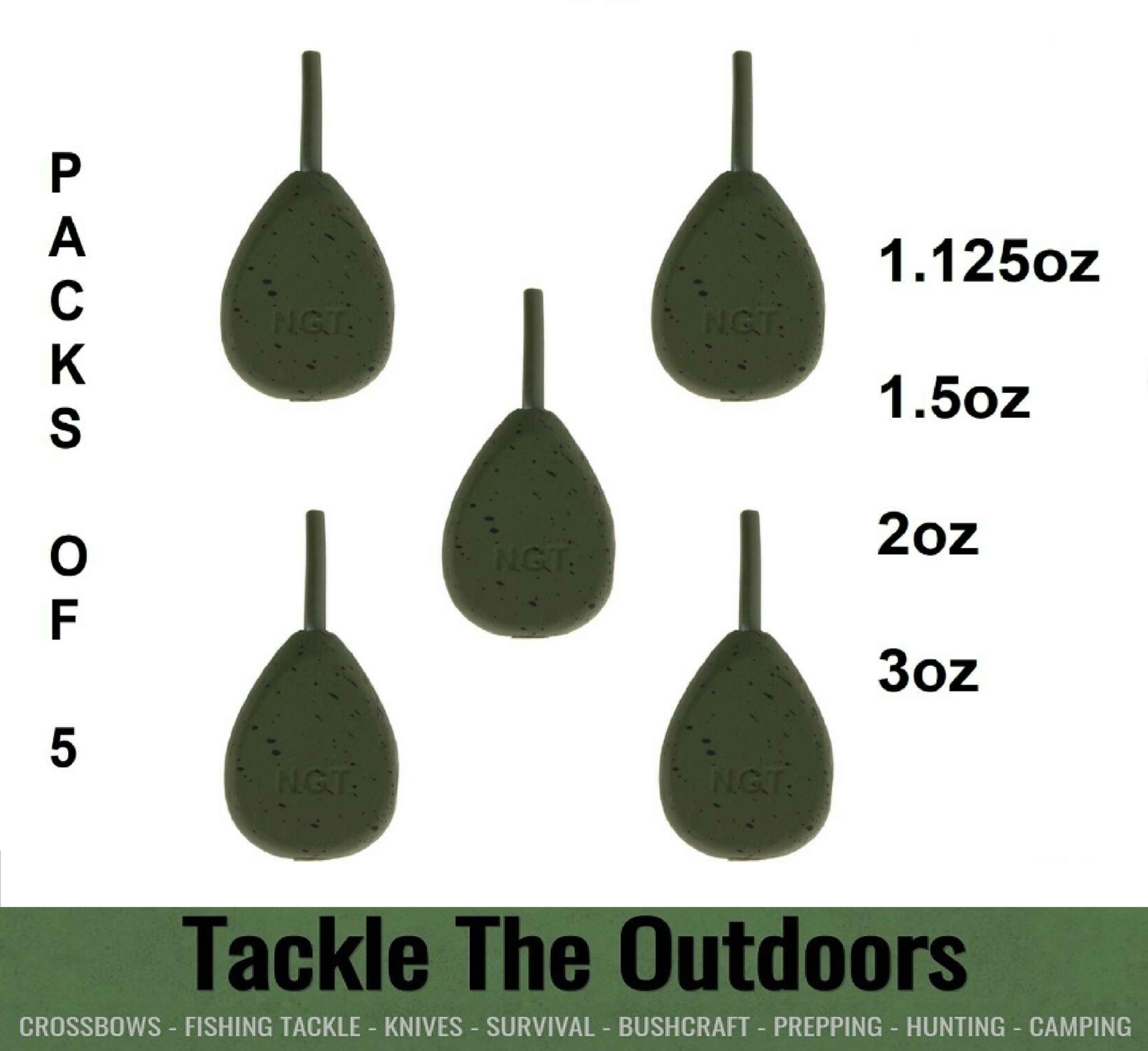 NGT Carp Coarse Fishing Leads Inline Weights Coated Flat Pear Ledgers 1.125-3oz