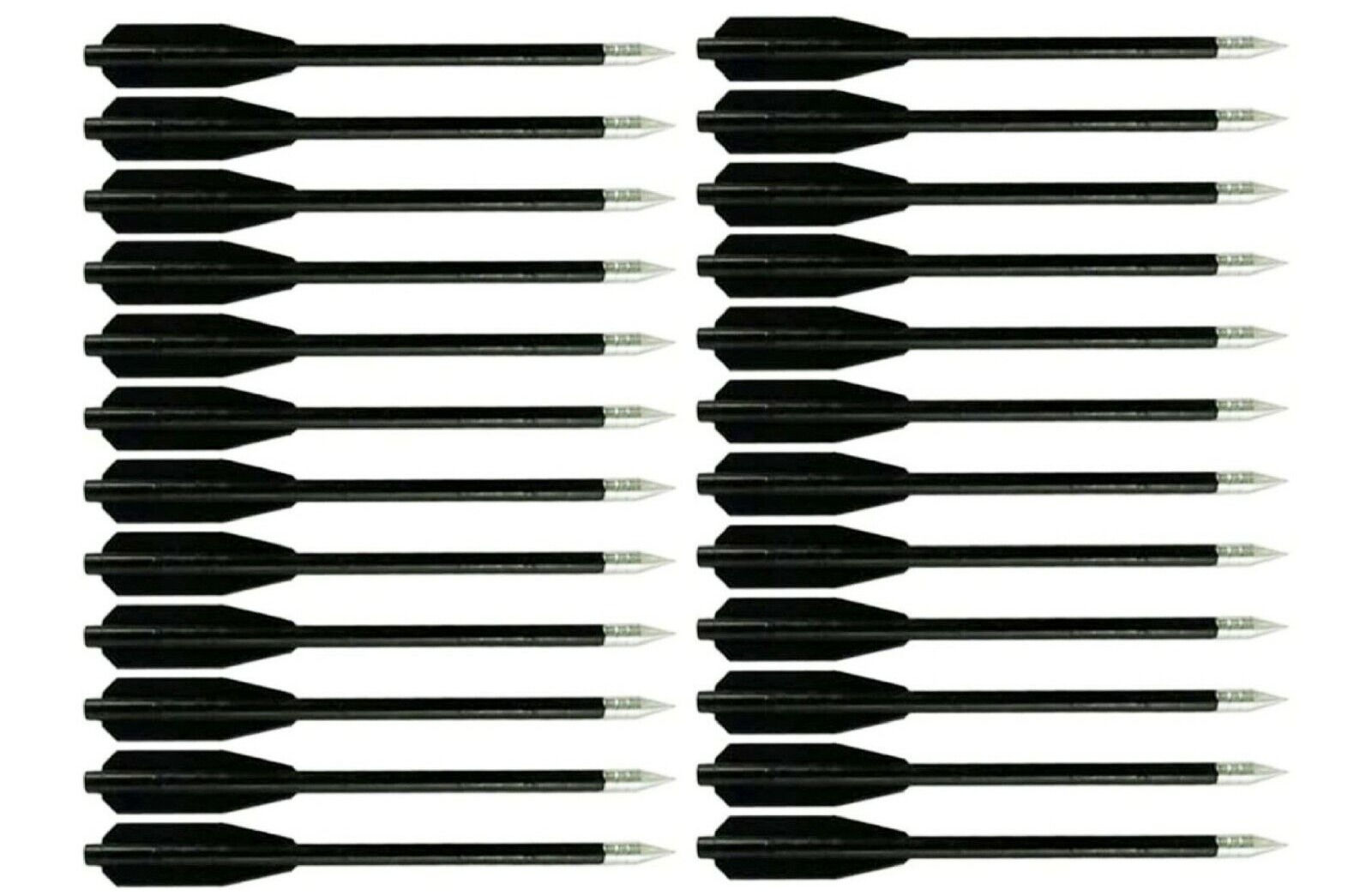 24 Black Pistol Crossbow Bolts Steel Tips Nylon Shafts For 50-80lb Bows