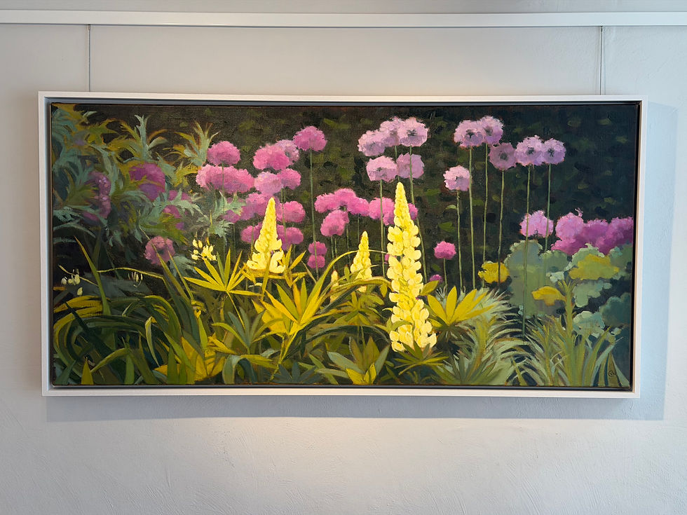 Thumbnail: Lupins and Alliums by Naomi Clements Wright