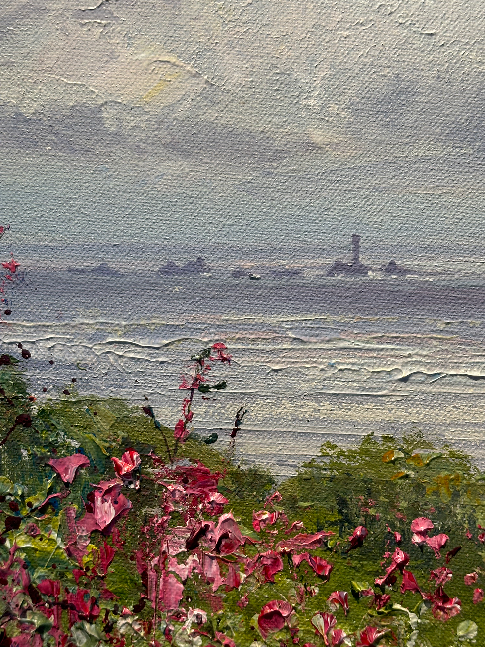 Thumbnail: Red Campion towards Longship's Lighthouse by Mark Preston