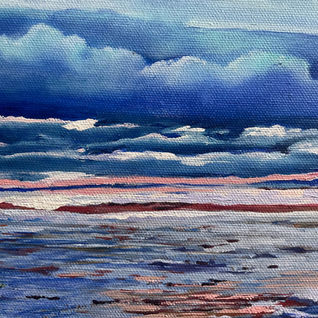 Waves, sunset, Clouds, Beach, the Hague, Blue, sky