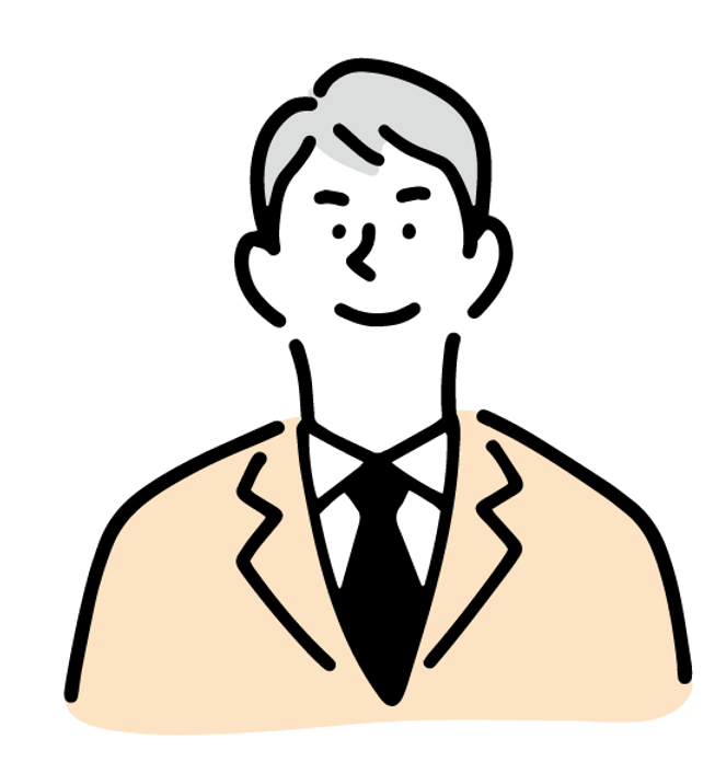 笑顔で並ぶスーツ姿の男性のイラスト