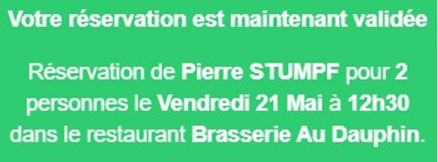 1ère réservation - Restaurant AU DAUPHIN