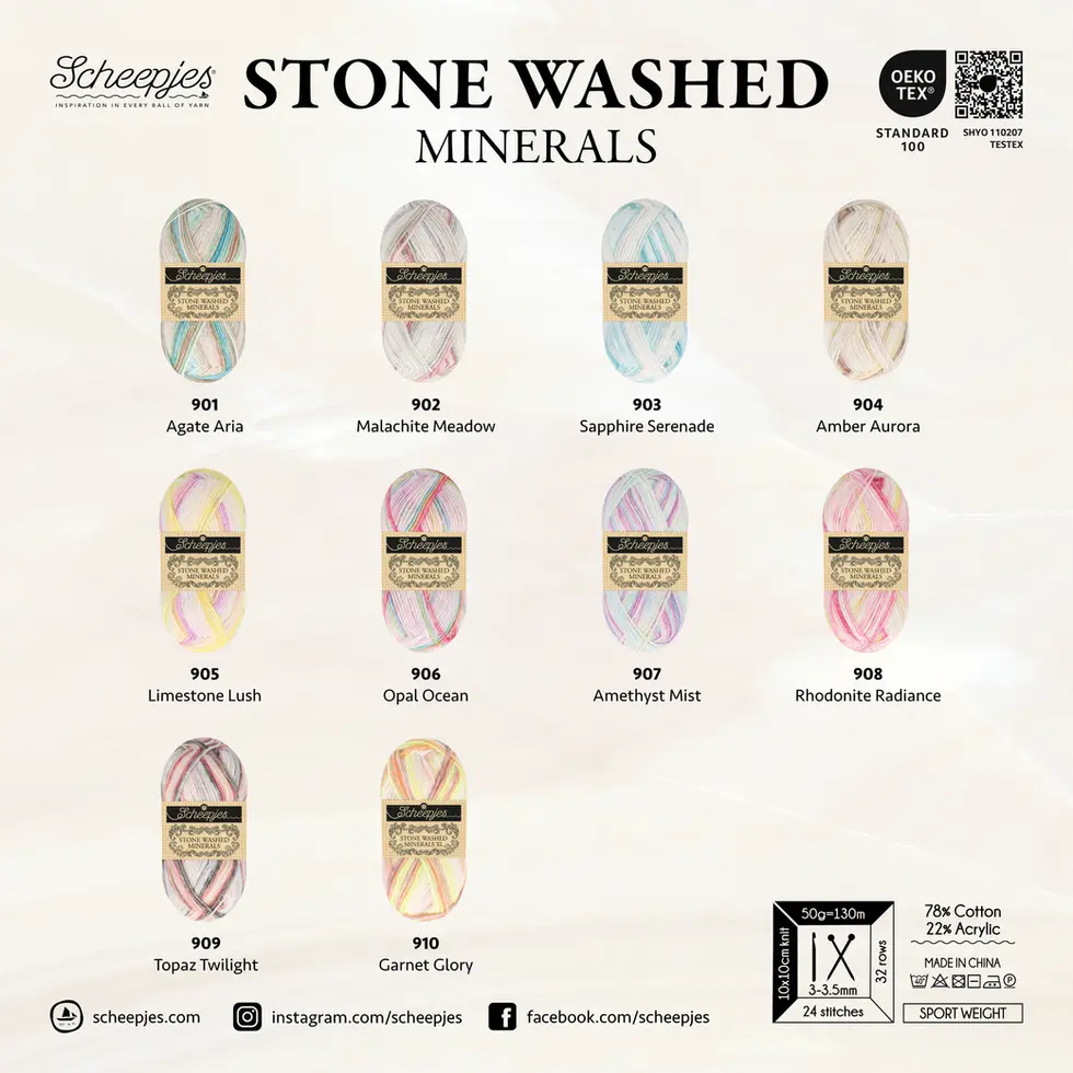 Scheepjes Stone Washed Minerals, ensemble de la gamme