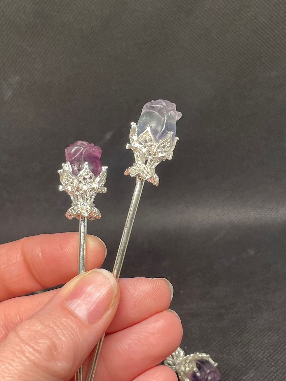 Thumbnail: Fluorite Flower Hair Piece