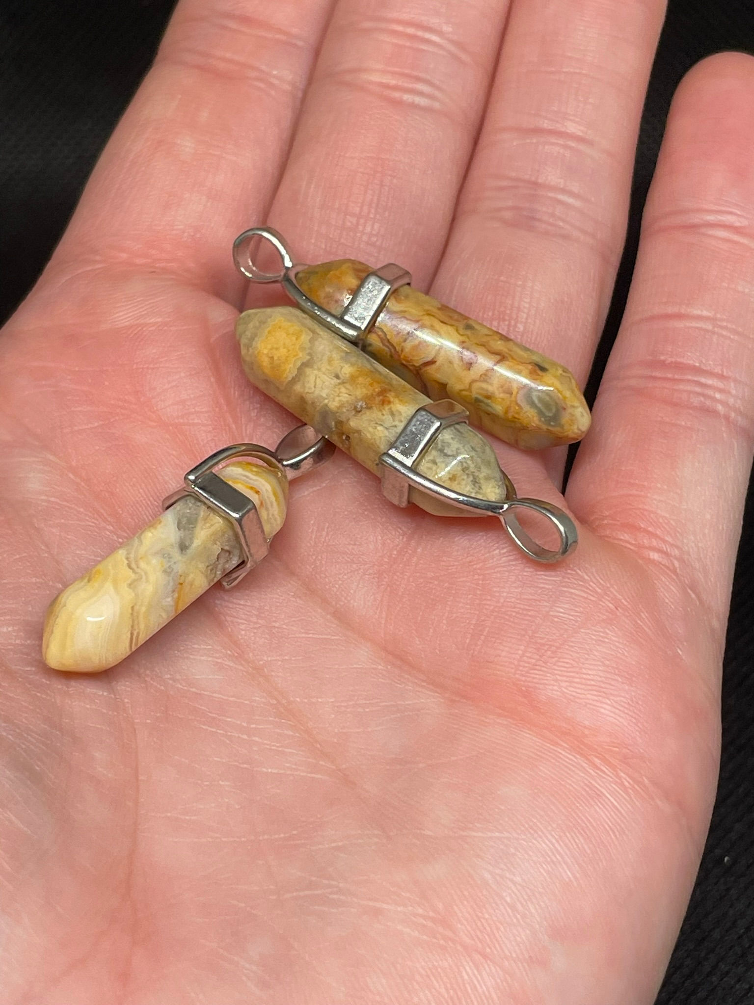 Crazy Agate Pendulum Pendant with Chain