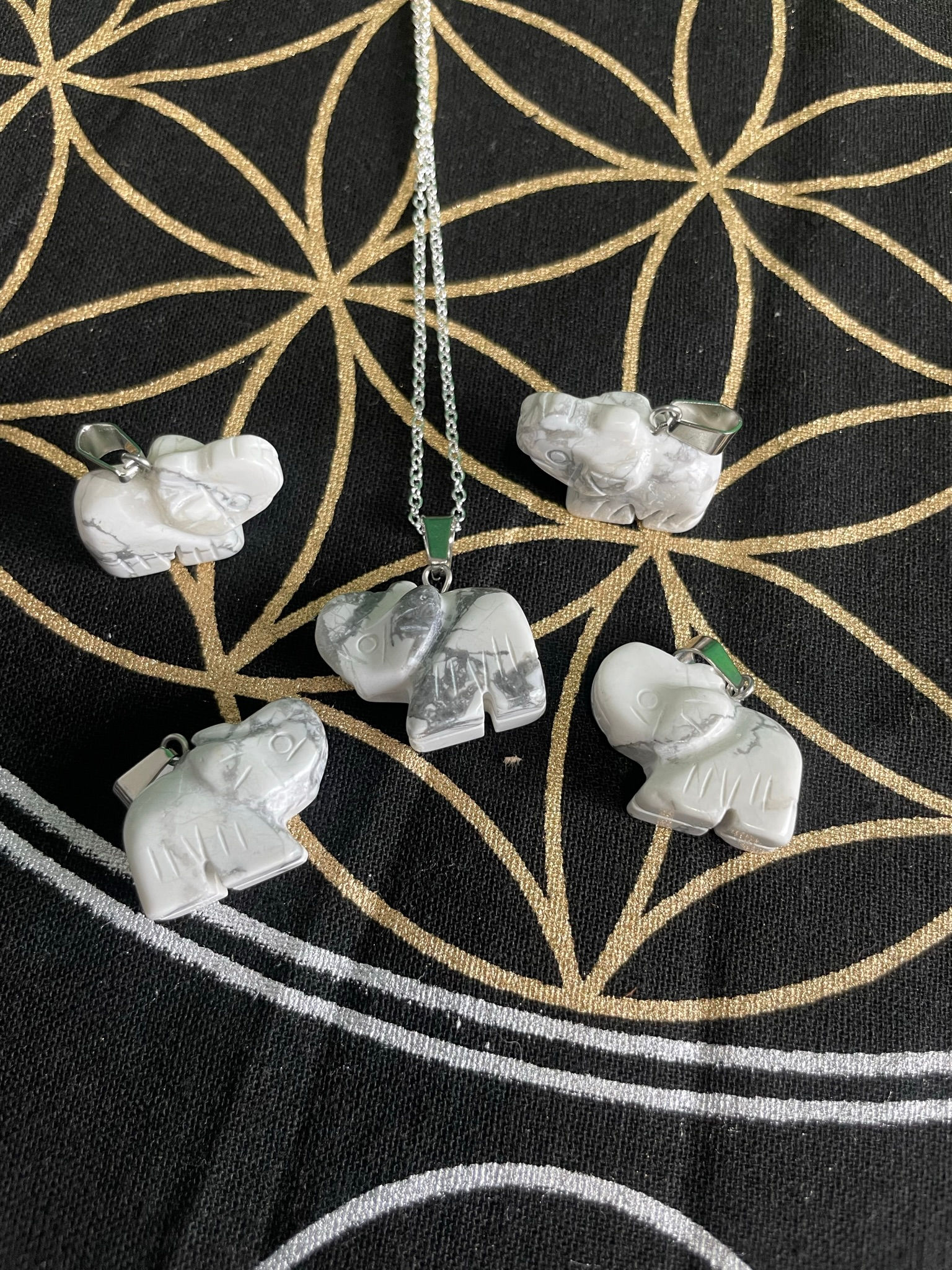 Howlite Elephant Pendant and Chain