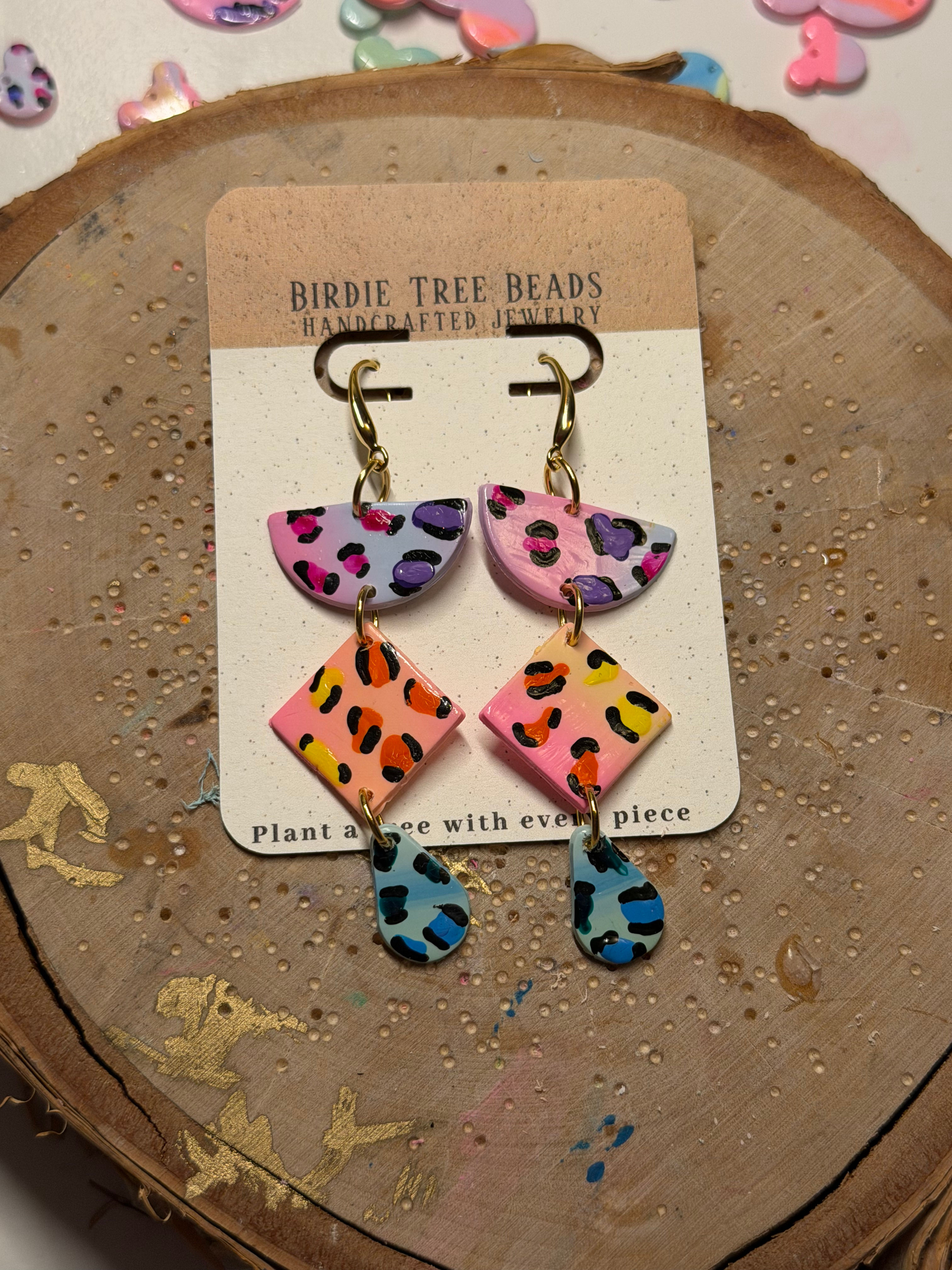 Ombré Rainbow Leopard Earrings 