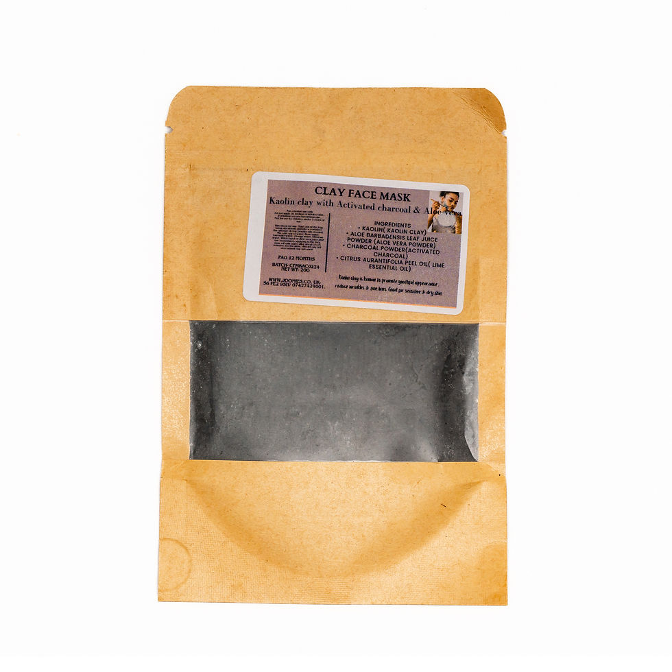 Clay Face Mask- Activated charcoal/Kaolin clay, Aloe vera